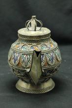 Theepot - Porselein, Metaal - Marokkaanse vintage theepot, Antiek en Kunst