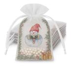 Fako Bijoux - Organza Zakjes Met Print - Kerst - Kerstmis -, Diversen, Cadeauverpakkingen, Verzenden, Nieuw