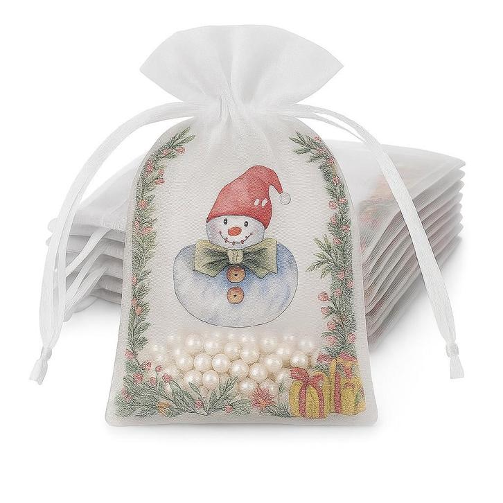 Fako Bijoux® - Organza Zakjes Met Print - Kerst - Kerstmis -, Diversen, Cadeauverpakkingen, Verzenden