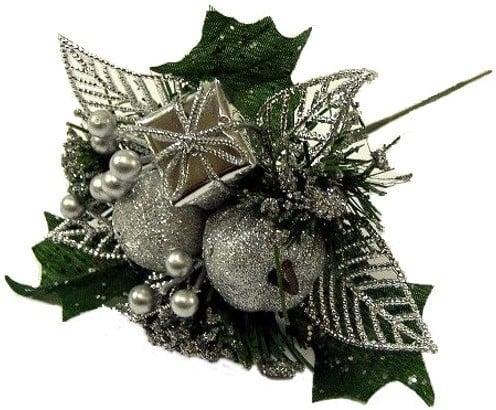 Kerstbijsteker Zilver Appel Cadeautje en Besjes doos, Huis en Inrichting, Woonaccessoires | Kunstplanten en Kunstbloemen, Nieuw