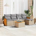 vidaXL 6-delige Loungeset met kussens poly rattan beige, Tuin en Terras, Verzenden, Nieuw, Loungeset