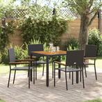 vidaXL Tuin Eettafel Set 5 pcs Zwart poly rattan, Verzenden, Nieuw