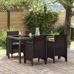 vidaXL Tuinstoelen met Kussens 4 stuks Bruin Poly Rattan, Tuin en Terras, Tuinstoelen, Verzenden, Nieuw