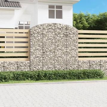 vidaXL Schanskorf gewelfd 200x30x200/220 cm gegalvaniseerd, Tuin en Terras, Bloempotten, Verzenden, Nieuw