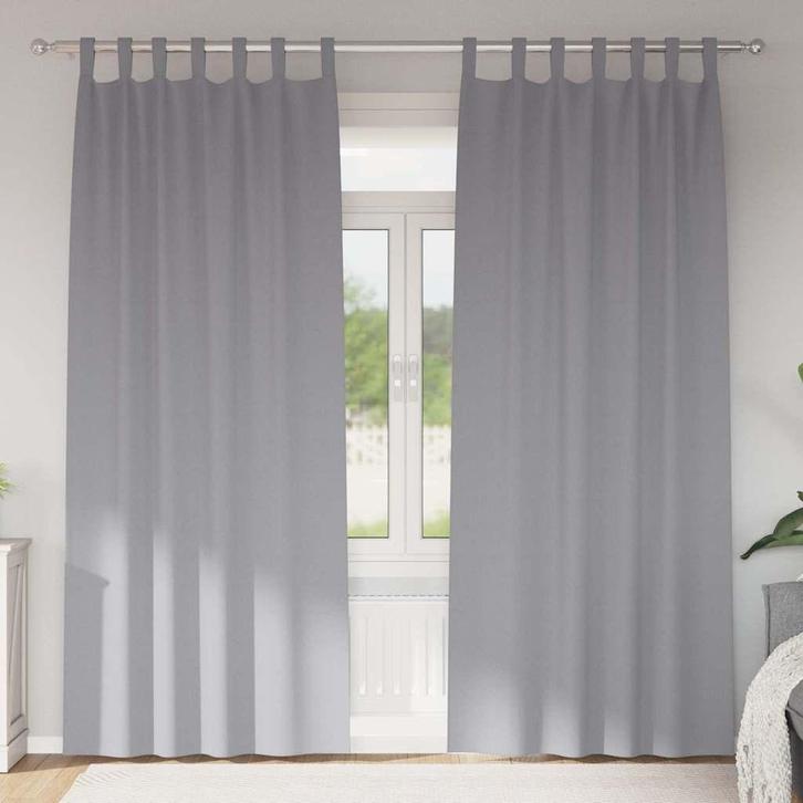 vidaXL Gordijnen met gordijnen 2 pcs Lichtgrijs 225x140cm, Huis en Inrichting, Stoffering | Gordijnen en Lamellen, Nieuw, Verzenden