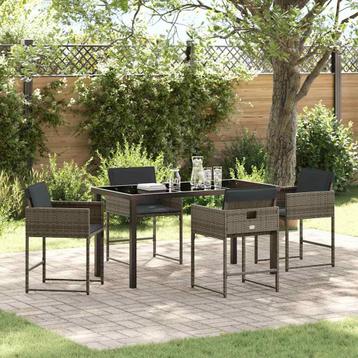 vidaXL Tuin Eettafel Set 5 pcs Grijs poly rattan, Verzenden