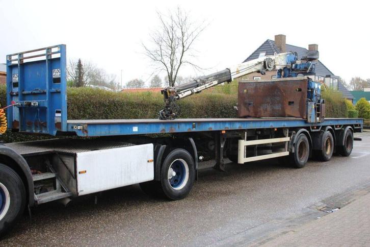 Veiling: Platte oplegger Floor FLO-17-30H2 1998 met kraan, Autos, Camions, Enlèvement