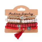 Fako Bijoux® - Armband Set - Boho - Bohemian - Hamsa - Rood, Handtassen en Accessoires, Verzenden, Nieuw