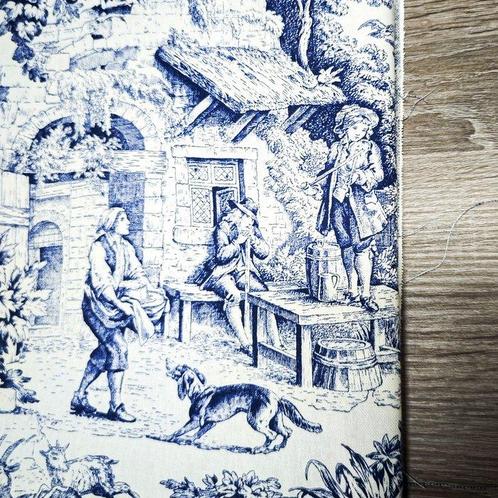 Textiel - 250 cm - 280 cm - Toile de Jouy Blauw, Antiek en Kunst, Curiosa en Brocante
