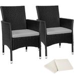 tectake 2 Wicker tuinstoelen met 4 kussenhoezen - zwart/beig, Tuin en Terras, Verzenden, Nieuw