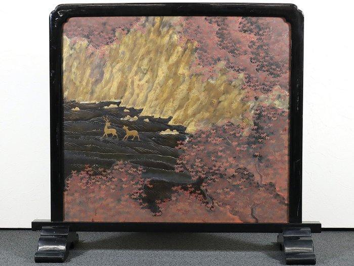 Kamerscherm - Pagoda met tempeltuin / Herten in herfstmaples, Antiek en Kunst, Antiek | Overige Antiek