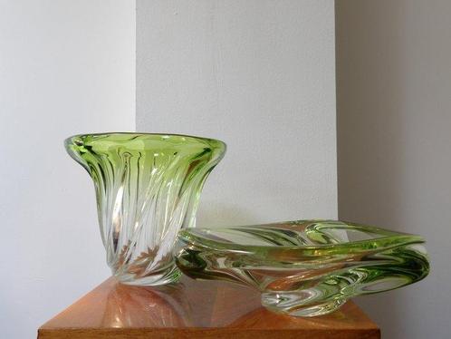 Val Saint Lambert - René Delvenne - Vase (2) - Cristal, Antiek en Kunst, Antiek | Glaswerk en Kristal