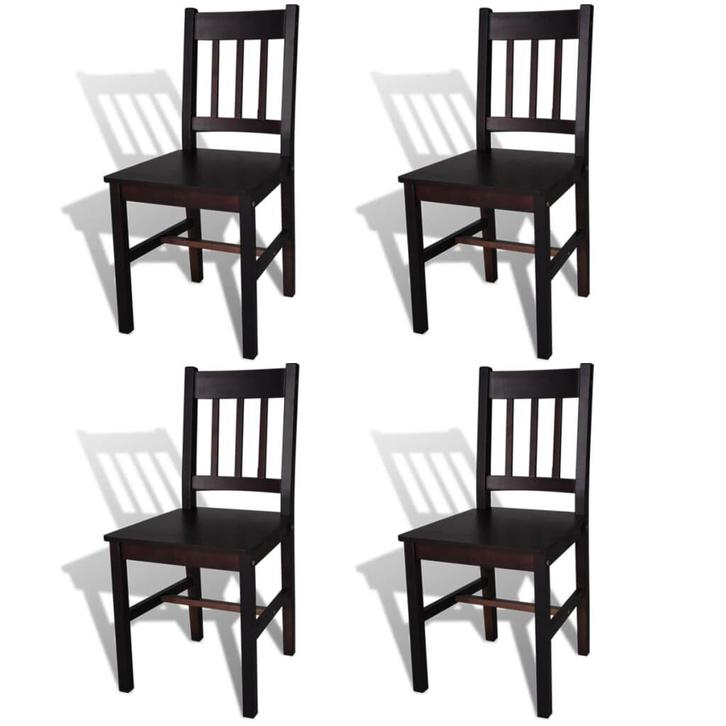 Eetkamerstoelen Grenen Donkerbruin 4st | Retour Deal | 40..., Huis en Inrichting, Stoelen, Bruin, Vier, Nieuw, Hout, Verzenden