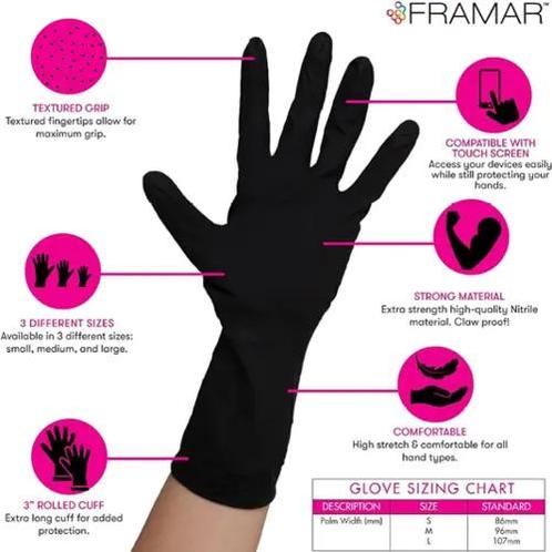 Framar Black Mamba Nitrilhandschoen 100 stuks, Handtassen en Accessoires, Uiterlijk | Haarverzorging, Nieuw, Verzenden