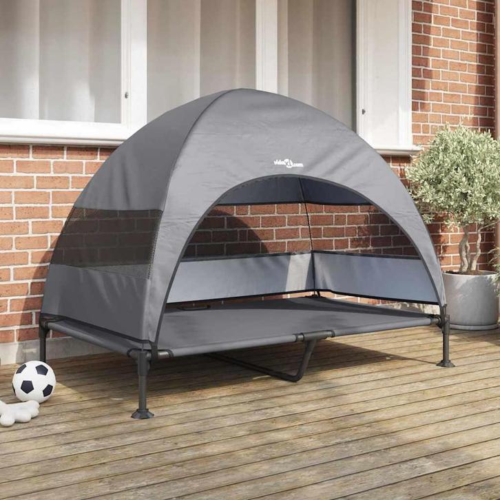 vidaXL Verheven Hondenbed Lichtgrijs 127 x 81 x 108 cm Stof, Dieren en Toebehoren, Honden-accessoires, Nieuw, Verzenden