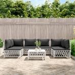 vidaXL 7-delige Loungeset met kussens staal wit, Tuin en Terras, Tuinsets en Loungesets, Verzenden, Nieuw, Loungeset