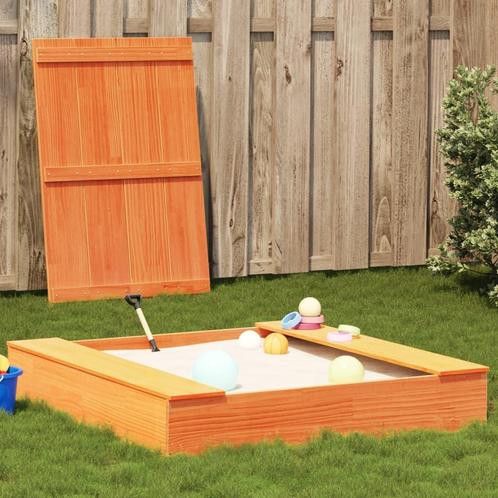 vidaXL Zandbak met deksel 111x111x19,5 cm massief grenenhout, Kinderen en Baby's, Speelgoed | Buiten | Speeltoestellen, Nieuw