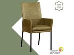Leren eetkamerstoel Royal - Kenia Olive (olijf) - Poten, Huis en Inrichting, Stoelen, Overige kleuren, Nieuw, Leer, Ophalen of Verzenden