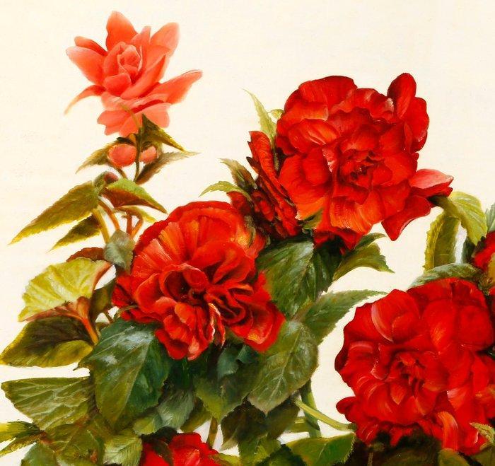 Danka Weitzen - fiori rossi e canne XL, Antiquités & Art, Art | Peinture | Moderne