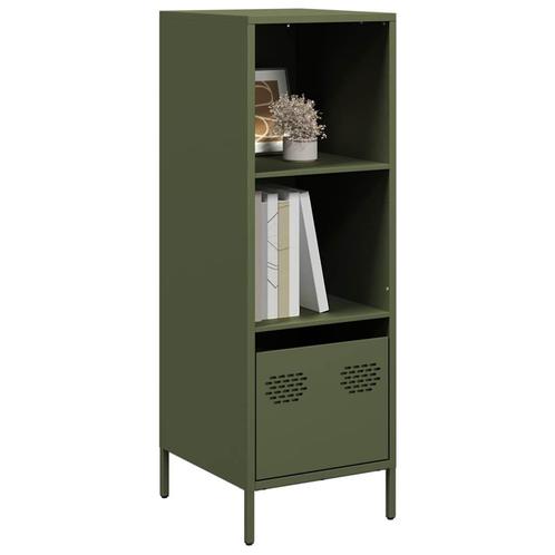 vidaXL Hoge kast 35x39x103,5 cm staal olijfgroen, Huis en Inrichting, Kasten | Dressoirs, Nieuw, Verzenden