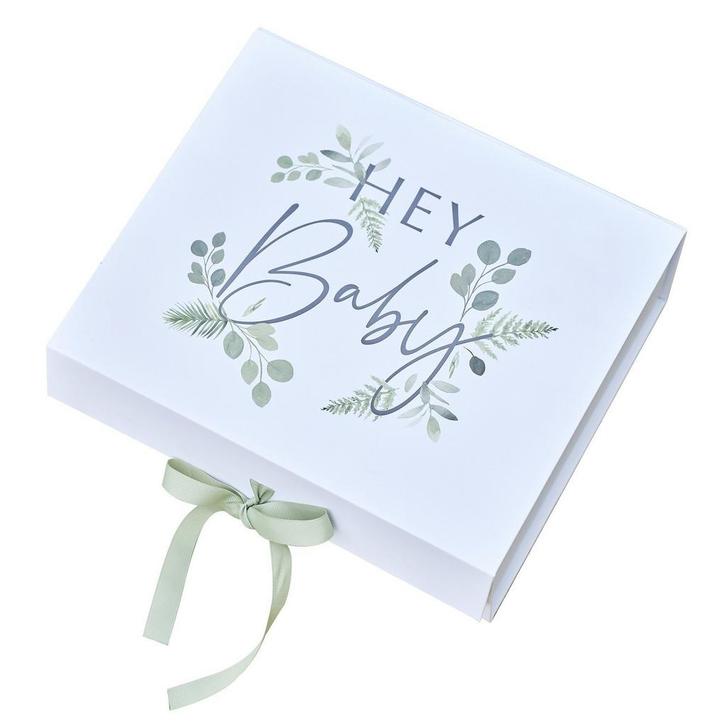 Geschenkdoosje Hey Baby 25cm, Hobby en Vrije tijd, Feestartikelen, Nieuw, Verzenden