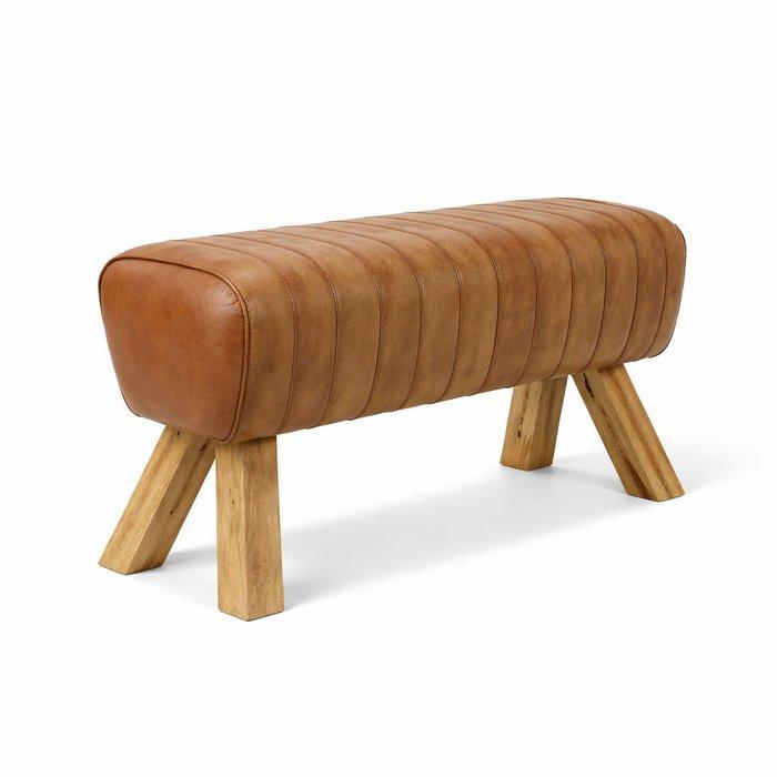 Gangbankje - Leder, Hout - Gym Bench van Echt Leer, Antiek en Kunst, Kunst | Designobjecten