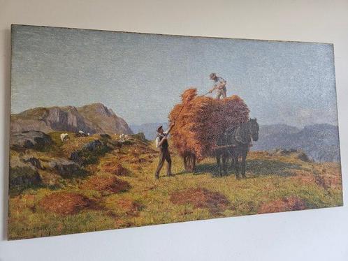Arthur J. Black (1855-1936) - Gathering Bracken - N. Wales, Antiek en Kunst, Kunst | Schilderijen | Klassiek