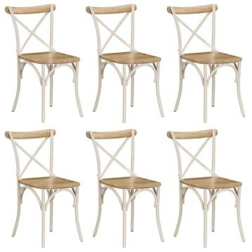 vidaXL Kruisstoelen 6 st massief mangohout wit, Verzenden