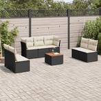 vidaXL 8-delige Loungeset met kussens poly rattan zwart, Tuin en Terras, Verzenden, Nieuw, Loungeset