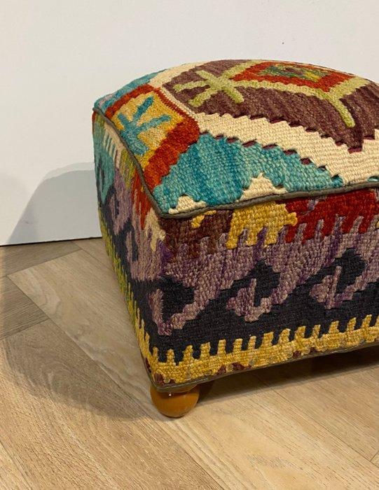 Poef - Wol, Hout, Antiek en Kunst, Kunst | Niet-Westerse kunst