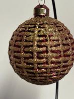 Esse Italia: rood-gouden ekrstbal met glitter, circa 8cm, Nieuw