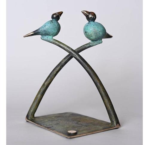 Iwa Kraj - Birds on sticks - Bronze - 26 cm, Antiquités & Art, Art | Peinture | Moderne