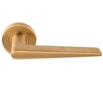 Deurklink Wig op ronde rozet rvs/mat goud, Nieuw, Overige materialen, Klink of Kruk