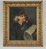 École européenne (XIX) - Portrait eines Mannes mit Zeitung, Antiquités & Art, Art | Peinture | Classique