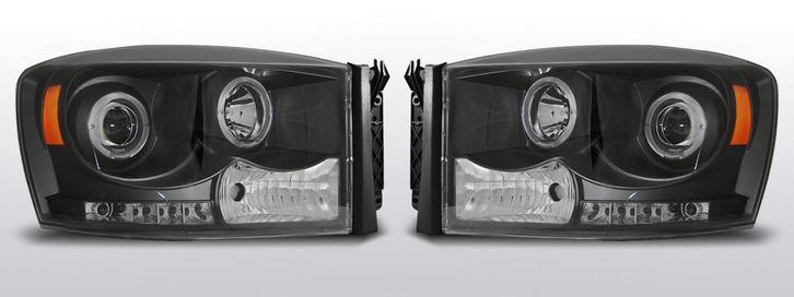 Koplampen Angel Eyes | Dodge Ram 2006-2008 | zwart, Auto-onderdelen, Verlichting, Nieuw, Dodge, Verzenden