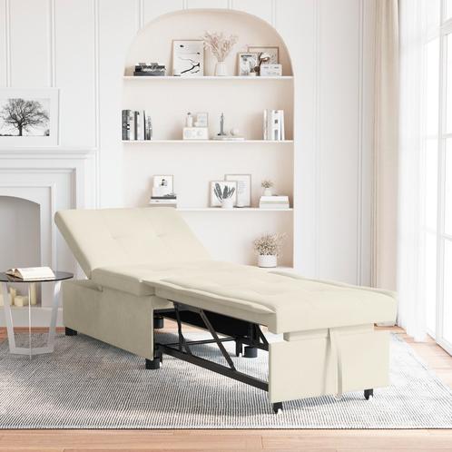 vidaXL 3-in-1 Uittrekbaar Sofabed in Crème Fluweel, Huis en Inrichting, Zetels | Zetels, Nieuw, Verzenden