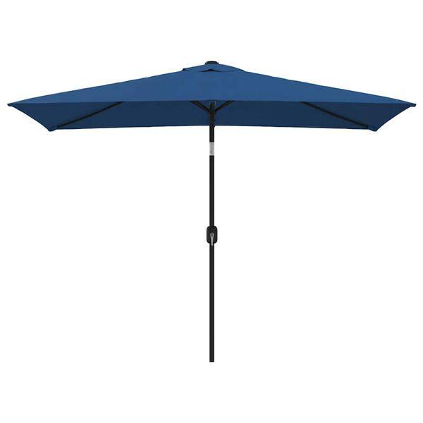 Azuurblauwe Parasol 300x200 | Tweede Kansje | OP = OP, Tuin en Terras, Parasols, 3 tot 4 meter, Kantelbaar, Nieuw, Stokparasol
