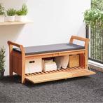 vidaXL Tuinopbergbank met kussen 126 cm massief acaciahout, Tuin en Terras, Verzenden, Nieuw