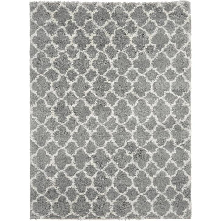 Vloerkleed hoogpolig - Donkergrijs met cremewit - 200x300, Huis en Inrichting, Stoffering | Tapijten en Vloerkleden, Verzenden