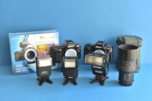 Nikon F90X body 2X + 1x Sigma lens + 3X flash + Falcon Eyes, Audio, Tv en Foto, Fotocamera's Analoog