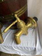 Antieke houten tobbe met messing banden en 2 zware massief