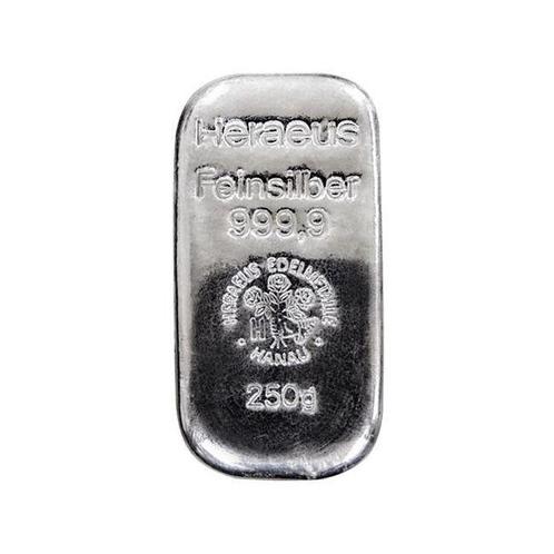 250 gram - Zilver .999 - Heraeus, Germany, Postzegels en Munten, Edelmetalen en Baren