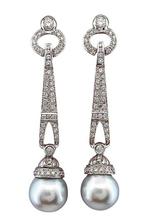 Oorbellen - 18 karaat Geel goud, Witgoud Diamant, Bijoux, Sacs & Beauté, Boucles d'oreilles