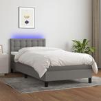 vidaXL Boxspring met matras en LED stof donkergrijs 90x200, Huis en Inrichting, Verzenden, Nieuw