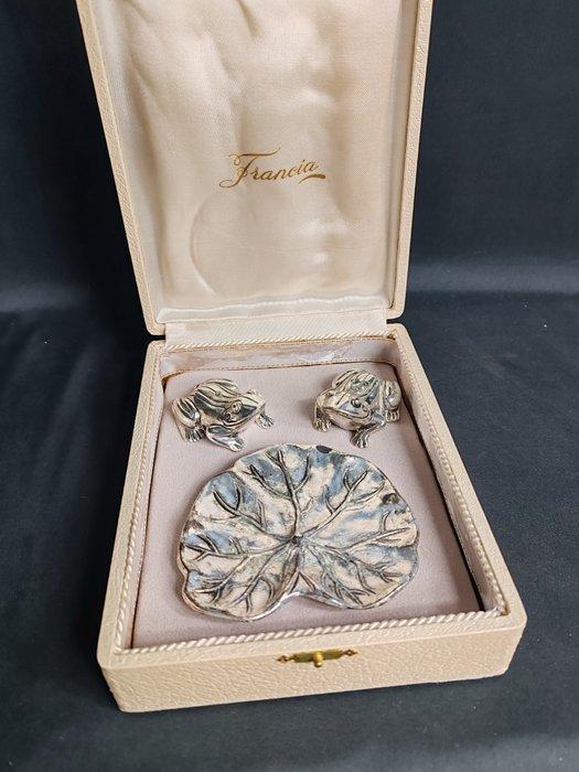 Zout- en pepervaatjes (3) - kikker - Verzilverd, Antiek en Kunst, Antiek | Meubels | Tafels