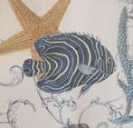 Mediterraan textiel met vissen, koraal en schelpen -