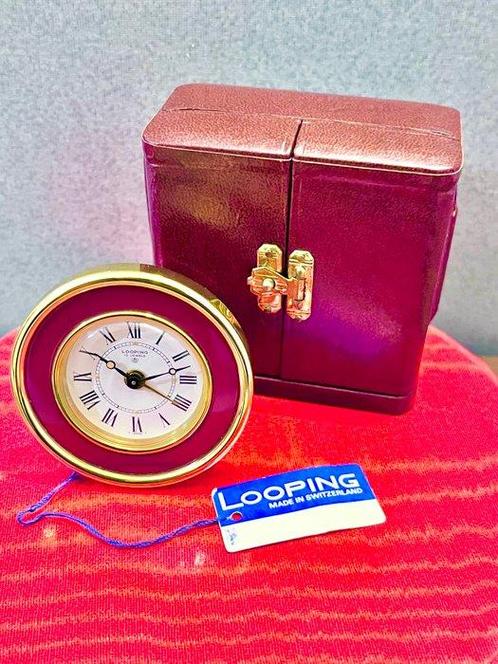 Lus, reizen en deskwekker - Looping - Gelegouden metaal,, Antiek en Kunst, Antiek | Klokken