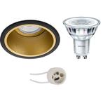 LED Spot Set 3W - Dimbare Ronde Inbouwspot Mat Zwart/Goud -, Huis en Inrichting, Verzenden, Nieuw