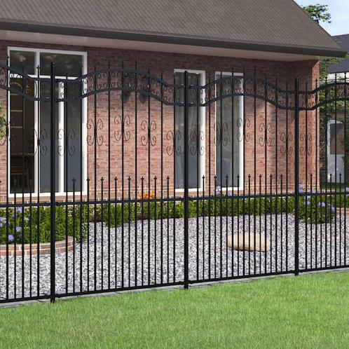vidaXL Tuinhek met spijlpunten 222 cm gepoedercoat staal, Tuin en Terras, Tuinhekken en Hekwerk, Nieuw, Verzenden