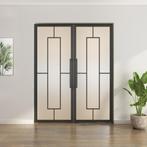 Dubbele stalen taatsdeur - Zwart - 5 Vlaks - Mat glas, Minder dan 80 cm, Overige typen, Nieuw, Metaal